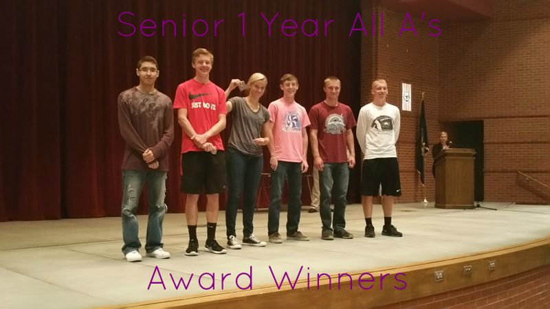 Senior 1 Year All A's Award Winners